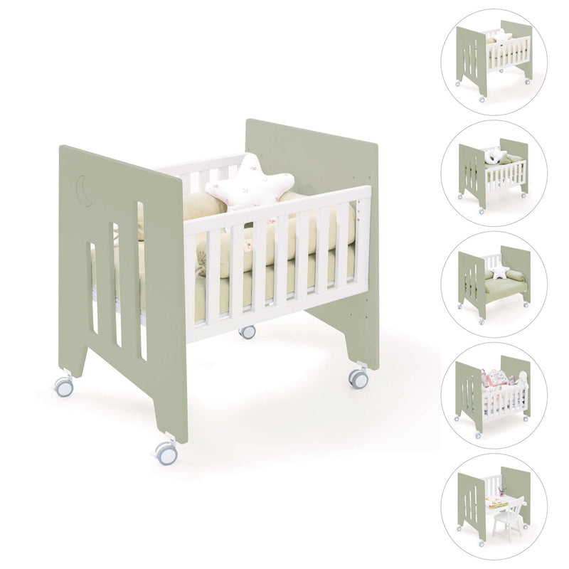 Culla co-sleeping (5in1) con ruote 60x80 cm verde-oliva · Omni Uno Erba