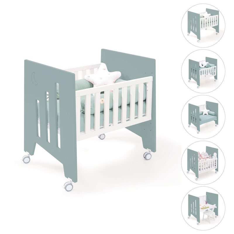 Culla co-sleeping (5in1) con ruote 60x80 cm verde eucalipto · Omni Uno Eucalyptus