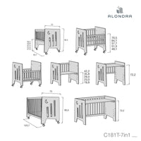 Culla 60x80 cm e lettino 60x120 cm (7in1) antracite · Omni Tre Antracita