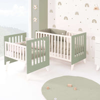 Culla e lettino insieme (7in1) bianco/verde-oliva · Nexo Tre Erba