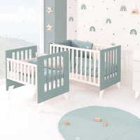 Culla e lettino insieme (7in1) bianco/verde eucalipto · Nexo Tre Eucalyptus