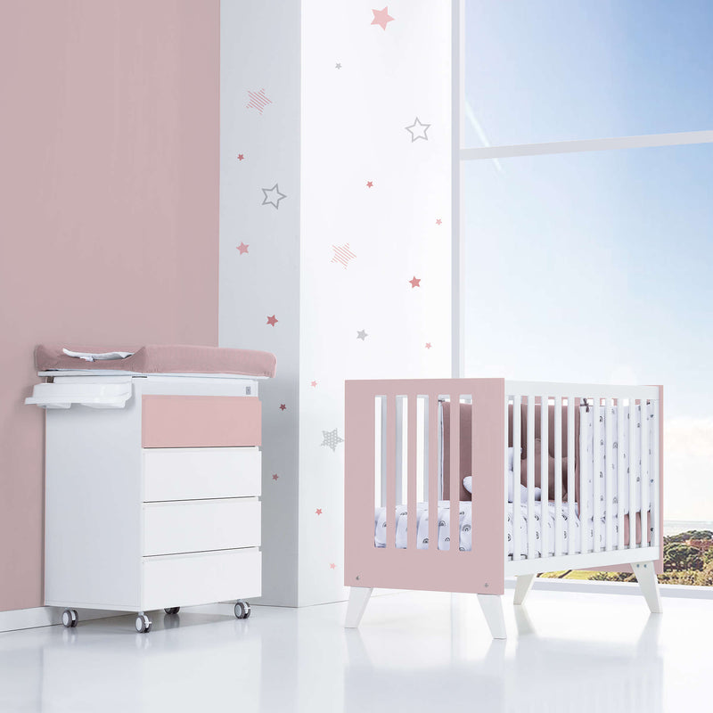 Culla e lettino insieme (7in1) bianco/rosa chiaro · Nexo Tre Flamingo