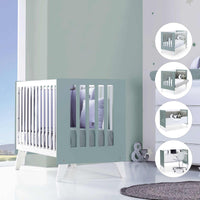 Lettino co-sleeping 60x120 cm (4in1) bianco/verde eucalipto · Nexo Due Eucalyptus