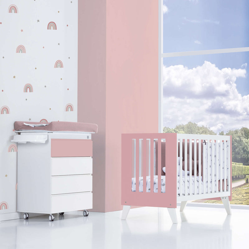 Culla e lettino insieme (7in1) bianco/rosa · Nexo Tre Quarzo