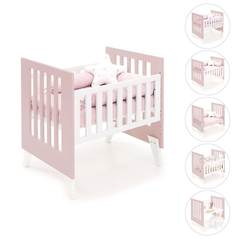 Culla 60x80 cm per co-sleeping (5in1) bianco/rosa chiaro · Nexo Uno Flamingo
