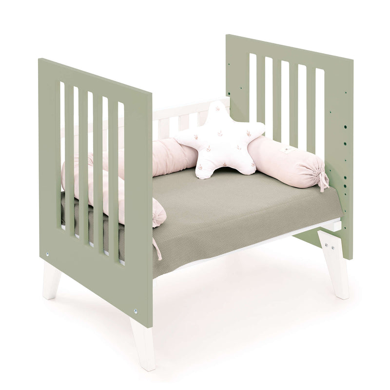 Culla 60x80 cm per co-sleeping (5in1) bianco/verde-oliva · Nexo Uno Erba