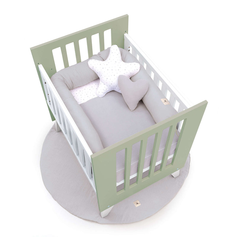 Culla 60x80 cm per co-sleeping (5in1) bianco/verde-oliva · Nexo Uno Erba