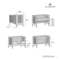 Lettino co-sleeping 60x120 cm (4in1) bianco/grigio · Nexo Due Grey