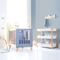 Culla trasformabile in lettino (7in1) legno/blu · Nexor Tre Blu denim