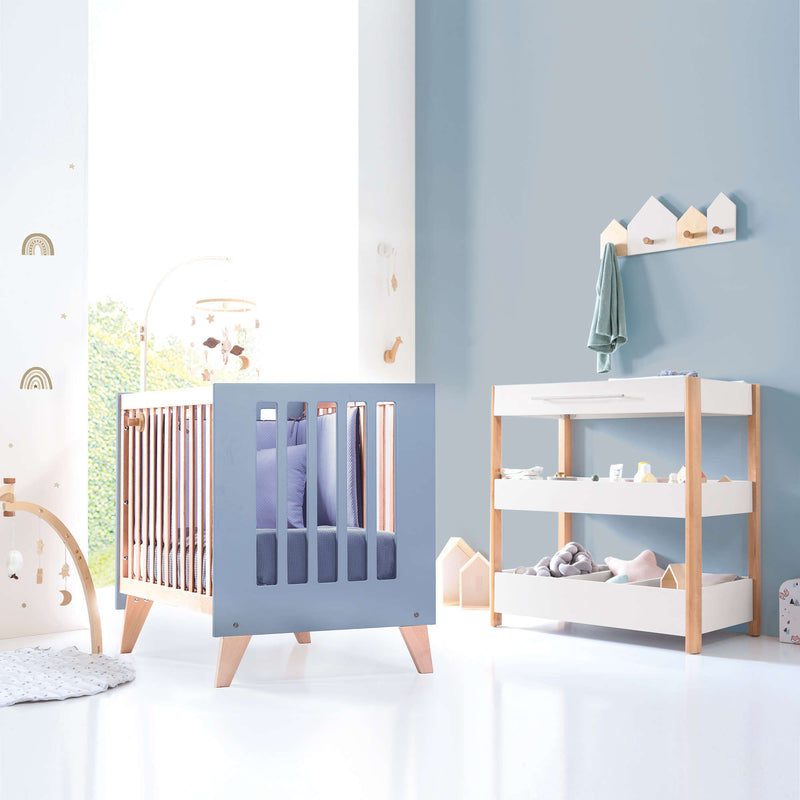 Culla trasformabile in lettino (7in1) legno/blu · Nexor Tre Blu denim
