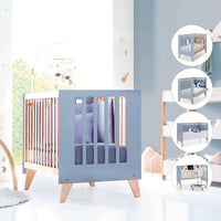 Lettino co-sleeping 60x120 cm (4in1) legno/celeste · Nexor Blue Denim