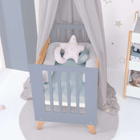 Culla trasformabile in lettino (7in1) legno/blu · Nexor Tre Blu denim