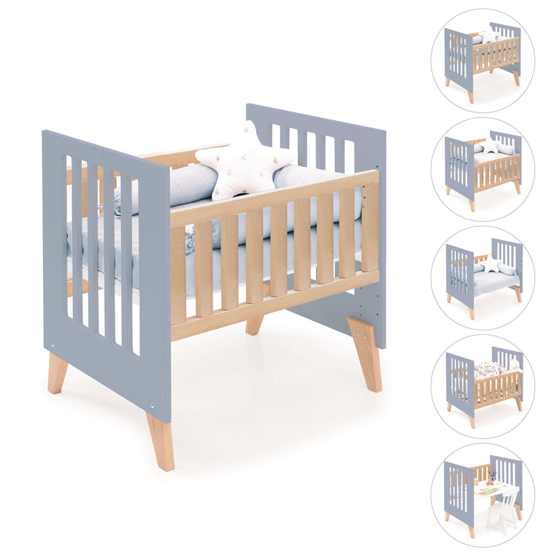 Culla co-sleeping 60x80 cm (5in1) legno/blu · Nexor Uno Blu denim