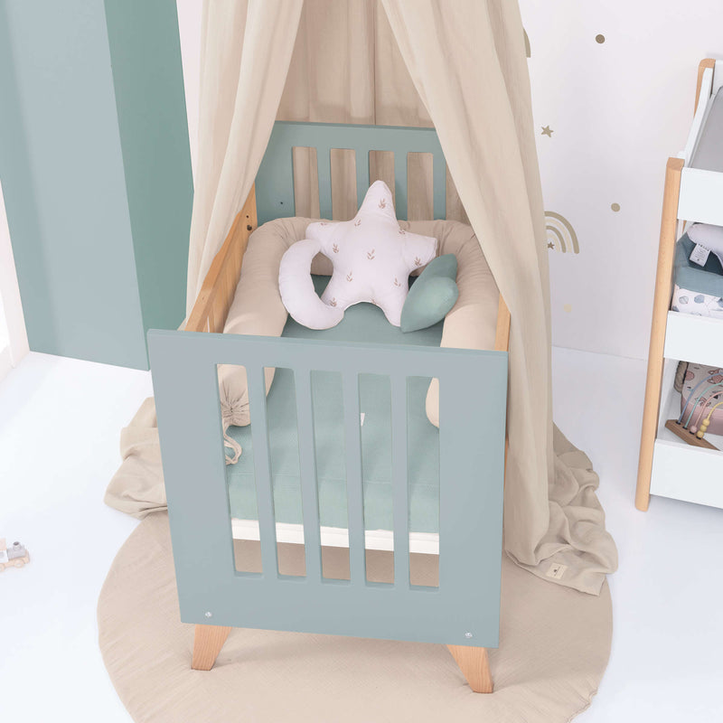 Culla trasformabile in lettino (7in1) legno/verde · Nexor Tre Eucalyptus
