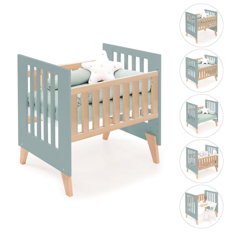 Culla co-sleeping 60x80 cm (5in1) legno/verde · Nexor Uno Eucalyptus