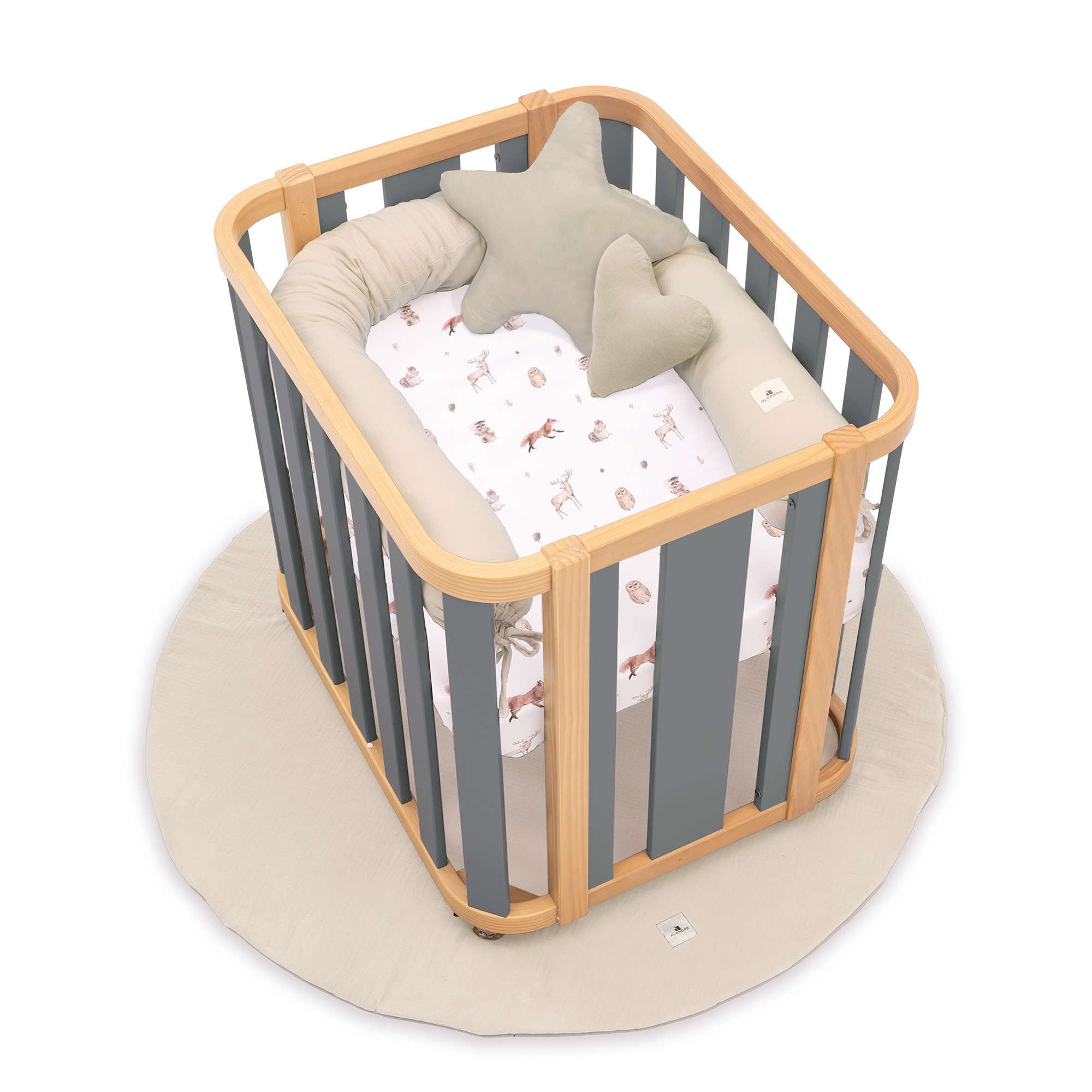 Culla ovale 55x70 cm legno/grigio · Crea Plus Uno C354-M5058