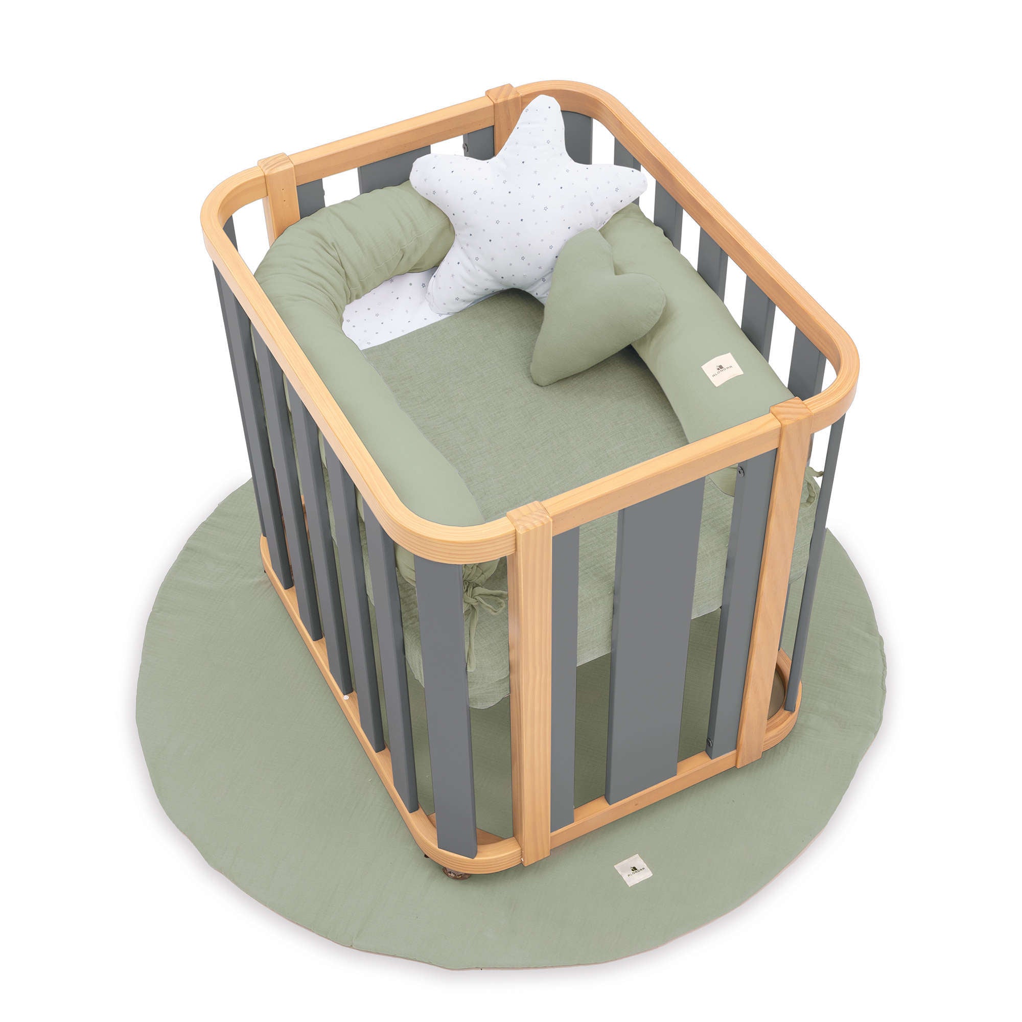 Culla ovale 55x70 cm legno/grigio · Crea Plus Uno C354-M5058