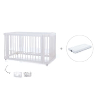 Lettino-letto bambini (3in1) 70x140 cm bianco · Crea Due Bianco C300-M1100