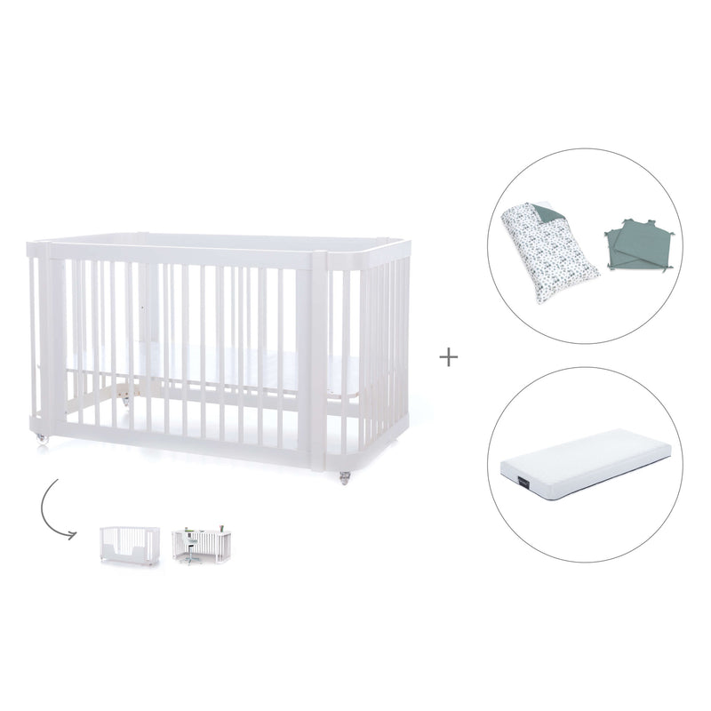 Lettino-letto bambini (3in1) 70x140 cm bianco · Crea Due Bianco C300-M1100