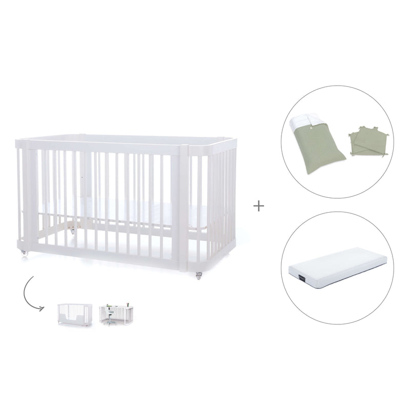 Lettino-letto bambini (3in1) 70x140 cm bianco · Crea Due Bianco C300-M1100