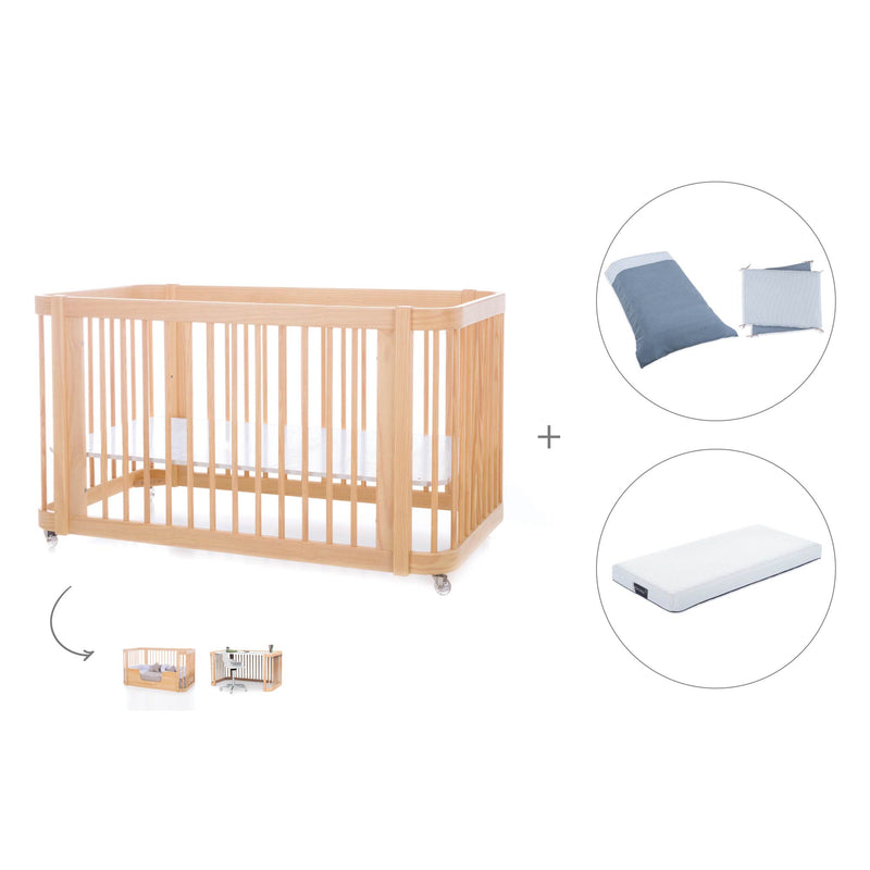 Lettino-letto bambini (3in1) 70x140 cm legno · Crea Due Nomad C300-M5000