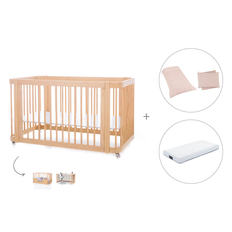 Lettino-letto bambini (3in1) 70x140 cm legno · Crea Due Nomad C300-M5000