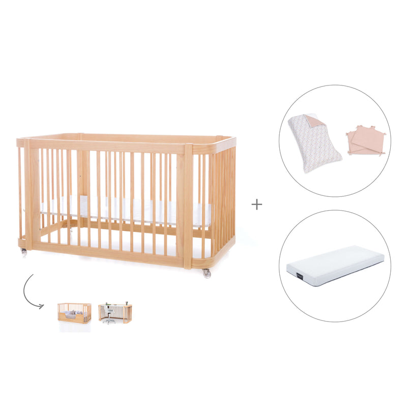 Lettino-letto bambini (3in1) 70x140 cm legno · Crea Due Nomad C300-M5000