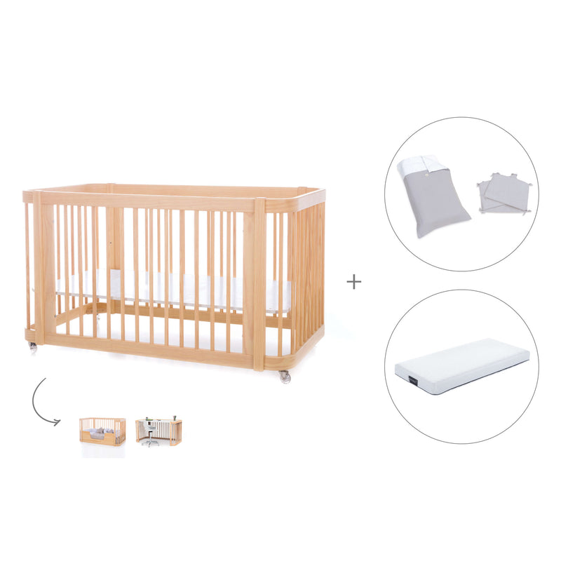 Lettino-letto bambini (3in1) 70x140 cm legno · Crea Due Nomad C300-M5000