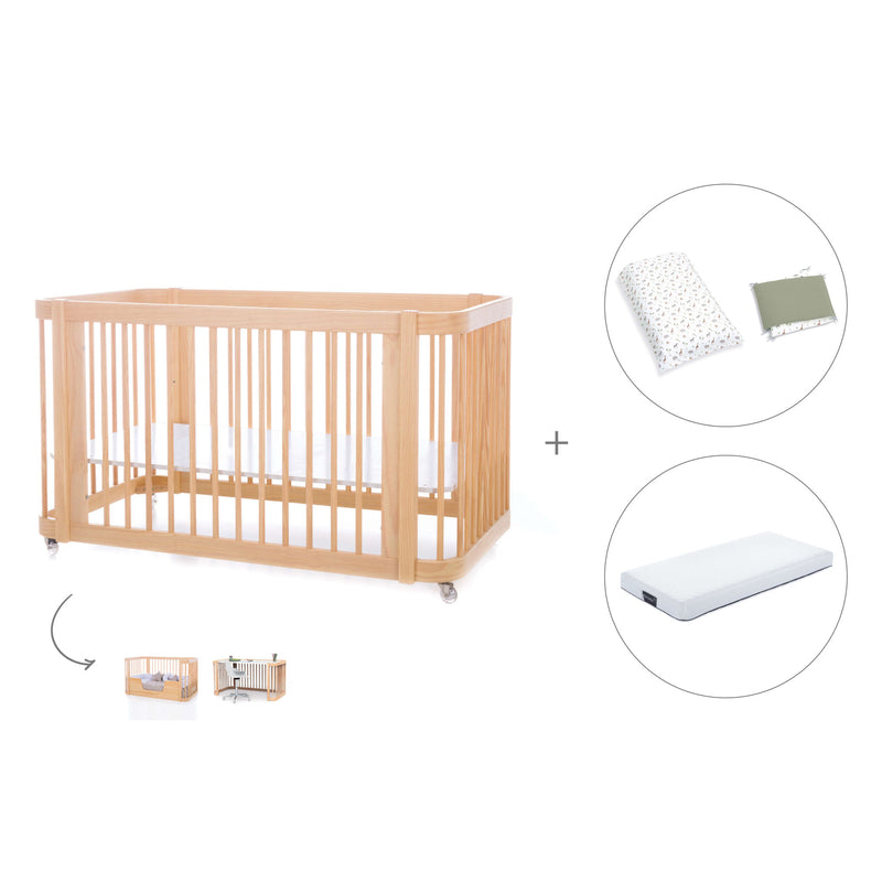 Lettino-letto bambini (3in1) 70x140 cm legno · Crea Due Nomad C300-M5000