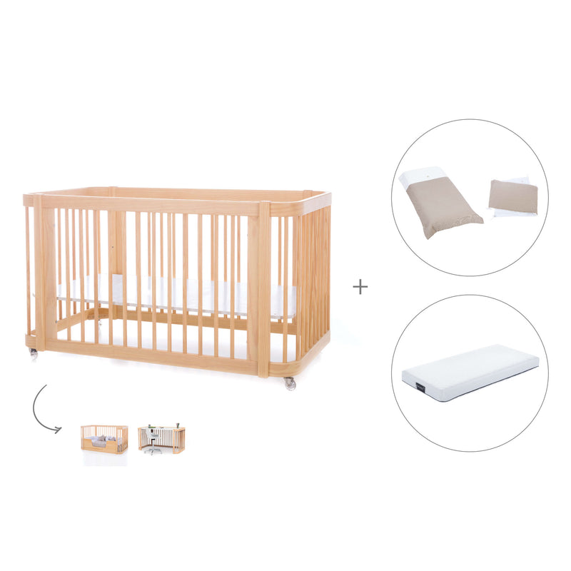 Lettino-letto bambini (3in1) 70x140 cm legno · Crea Due Nomad C300-M5000