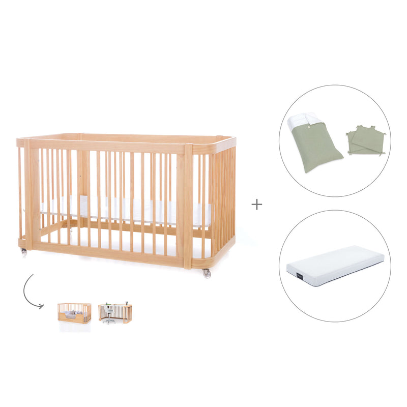 Lettino-letto bambini (3in1) 70x140 cm legno · Crea Due Nomad C300-M5000