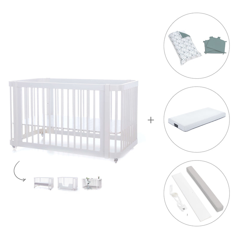 Lettino-letto bambini (3in1) 70x140 cm bianco · Crea Due Bianco C300-M1100