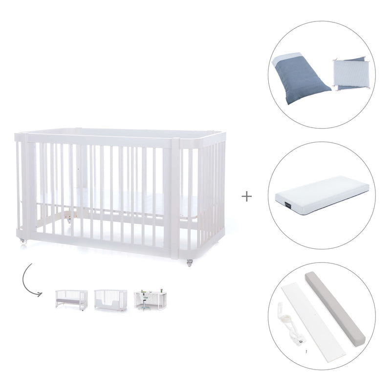 Lettino-letto bambini (3in1) 70x140 cm bianco · Crea Due Bianco C300-M1100