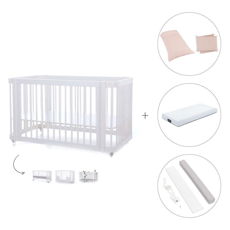 Lettino-letto bambini (3in1) 70x140 cm bianco · Crea Due Bianco C300-M1100