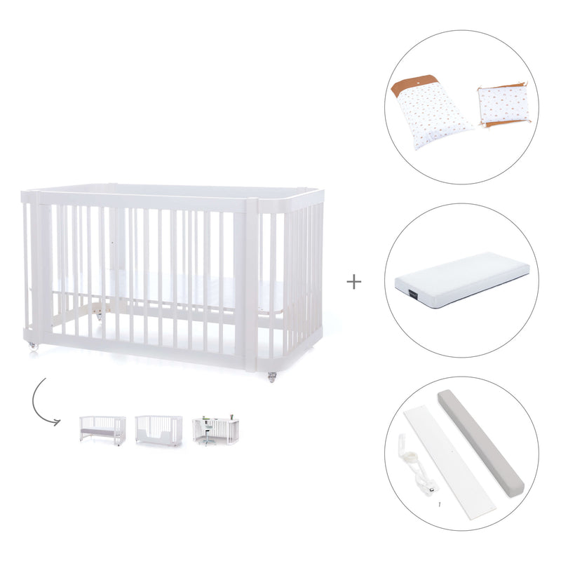 Lettino-letto bambini (3in1) 70x140 cm bianco · Crea Due Bianco C300-M1100