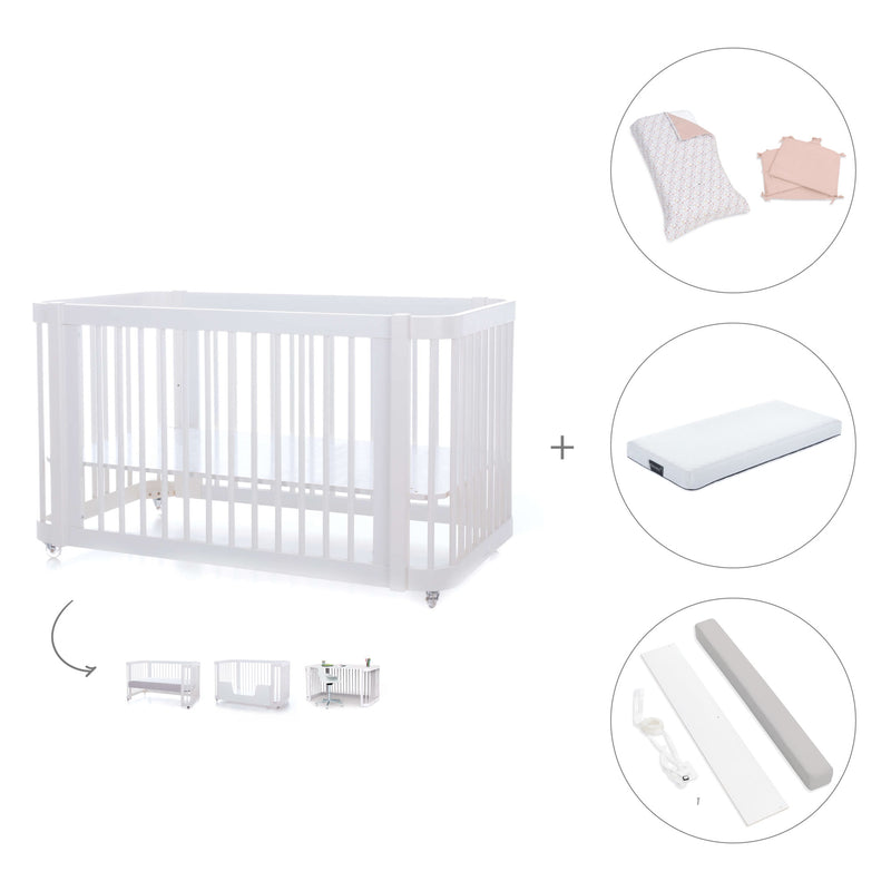 Lettino-letto bambini (3in1) 70x140 cm bianco · Crea Due Bianco C300-M1100