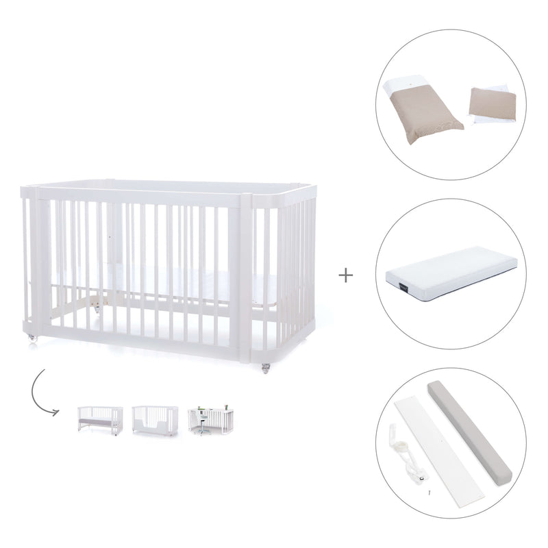Lettino-letto bambini (3in1) 70x140 cm bianco · Crea Due Bianco C300-M1100