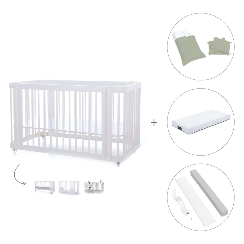 Lettino-letto bambini (3in1) 70x140 cm bianco · Crea Due Bianco C300-M1100