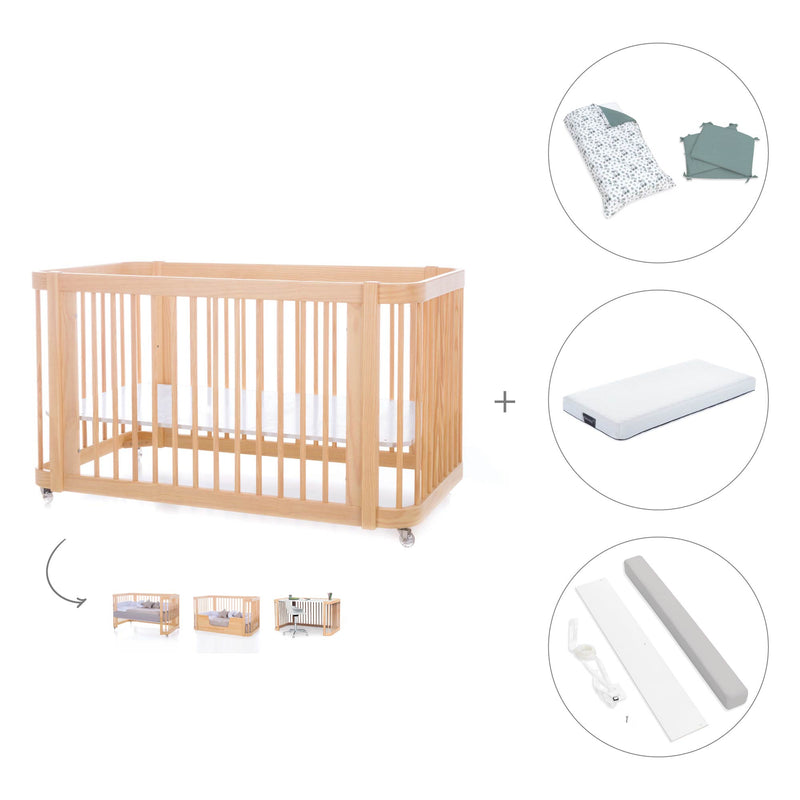 Lettino-letto bambini (3in1) 70x140 cm legno · Crea Due Nomad C300-M5000