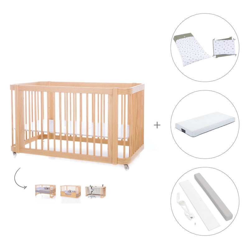 Lettino-letto bambini (3in1) 70x140 cm legno · Crea Due Nomad C300-M5000