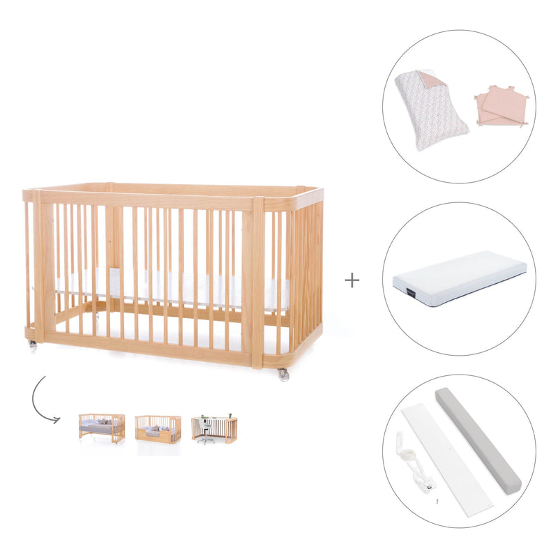 Lettino-letto bambini (3in1) 70x140 cm legno · Crea Due Nomad C300-M5000