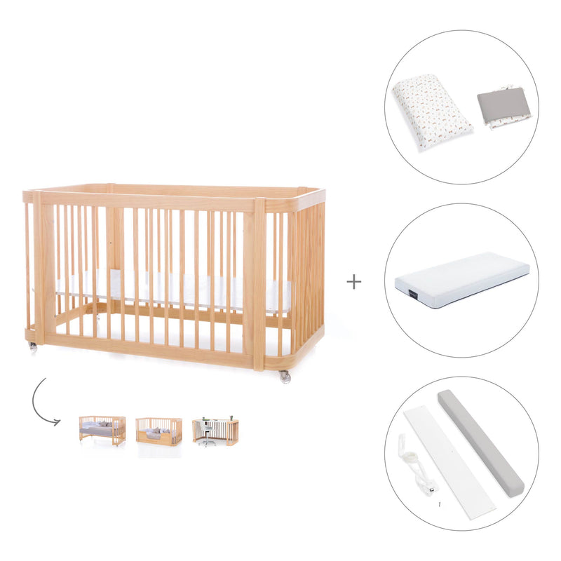 Lettino-letto bambini (3in1) 70x140 cm legno · Crea Due Nomad C300-M5000