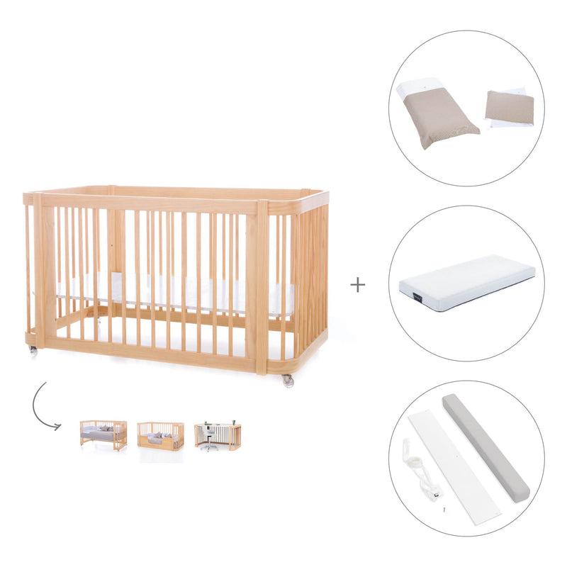 Lettino-letto bambini (3in1) 70x140 cm legno · Crea Due Nomad C300-M5000