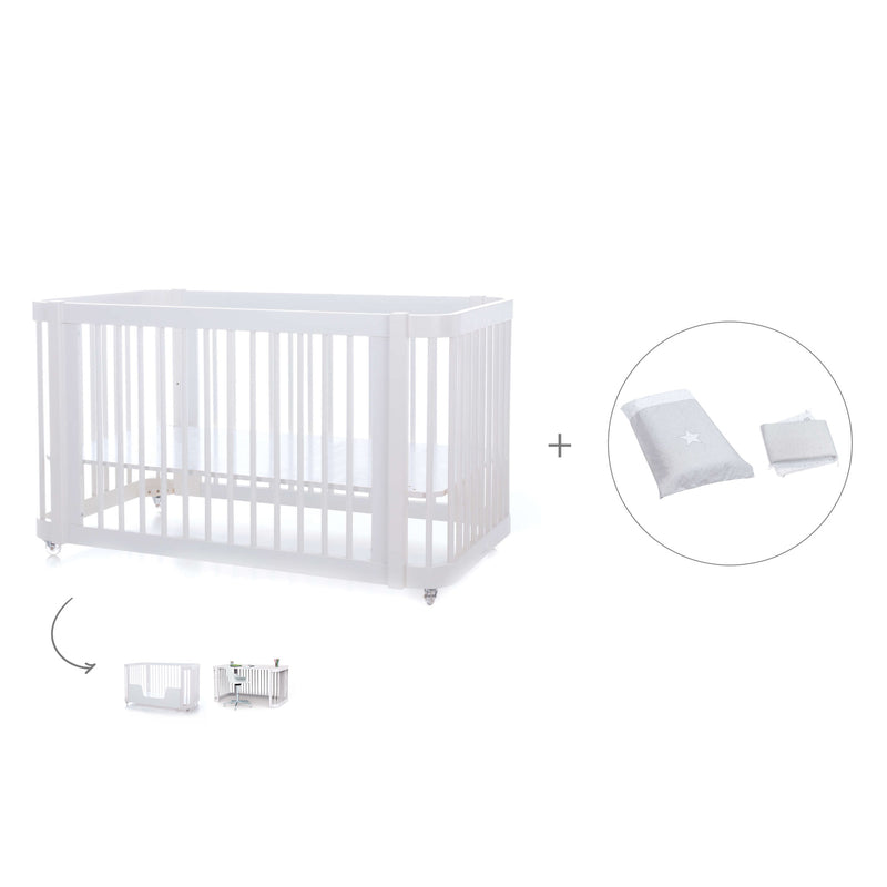 Lettino-letto bambini (3in1) 70x140 cm bianco · Crea Due Bianco C300-M1100