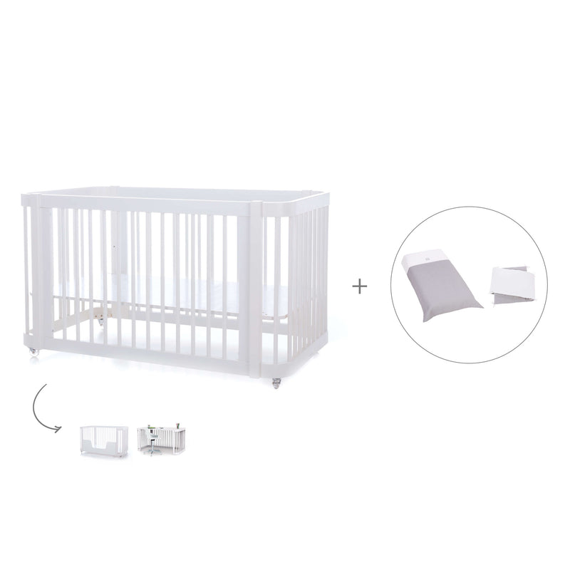 Lettino-letto bambini (3in1) 70x140 cm bianco · Crea Due Bianco C300-M1100