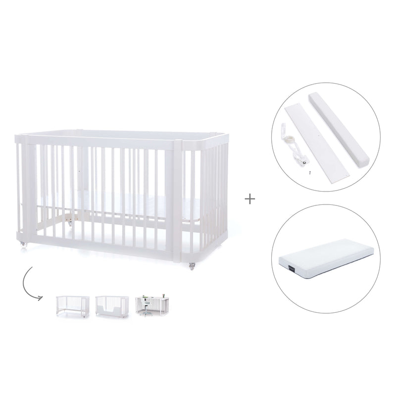 Lettino-letto bambini (3in1) 70x140 cm bianco · Crea Due Bianco C300-M1100