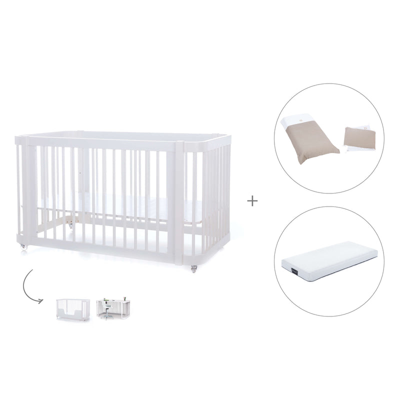 Lettino-letto bambini (3in1) 70x140 cm bianco · Crea Due Bianco C300-M1100