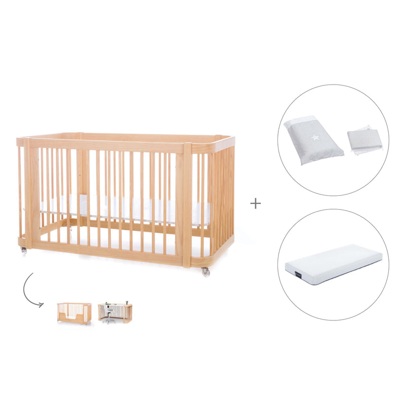 Lettino-letto bambini (3in1) 70x140 cm legno · Crea Due Nomad C300-M5000