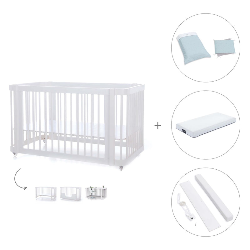 Lettino-letto bambini (3in1) 70x140 cm bianco · Crea Due Bianco C300-M1100