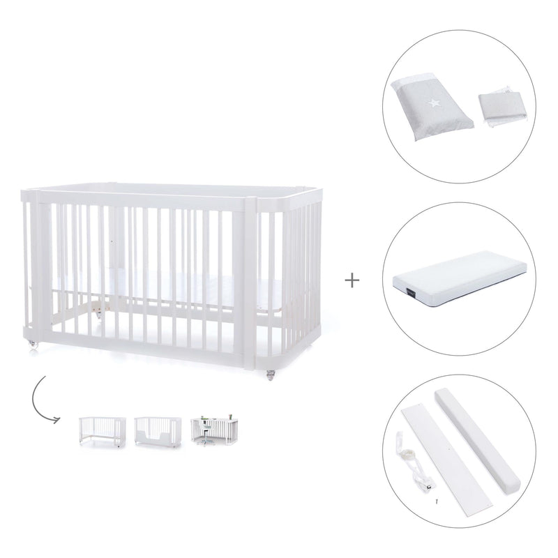 Lettino-letto bambini (3in1) 70x140 cm bianco · Crea Due Bianco C300-M1100